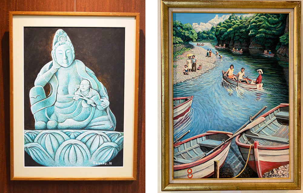 中村清作氏の仏像の絵画を展示