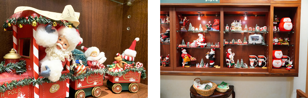 ひのでギャラリーのクリスマス展サンタの展示