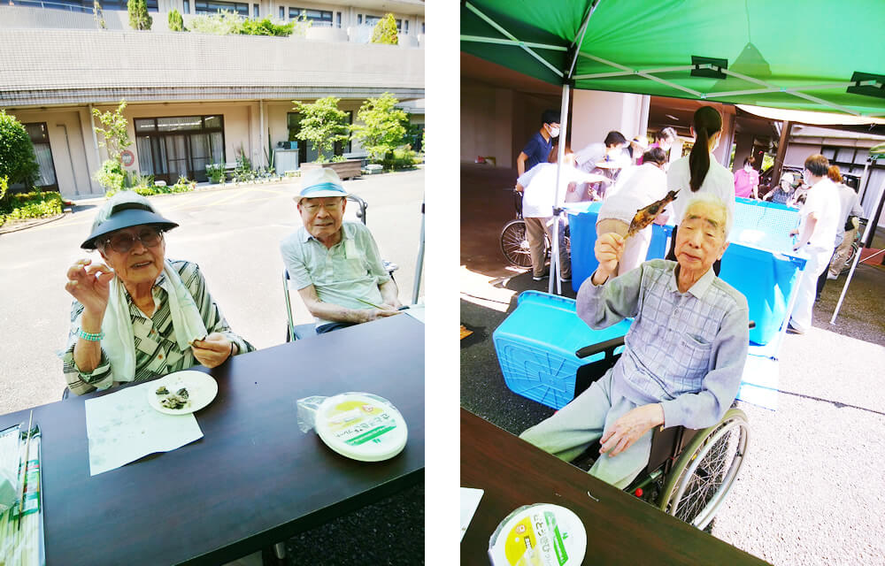 ニジマスを食べるご利用者様
