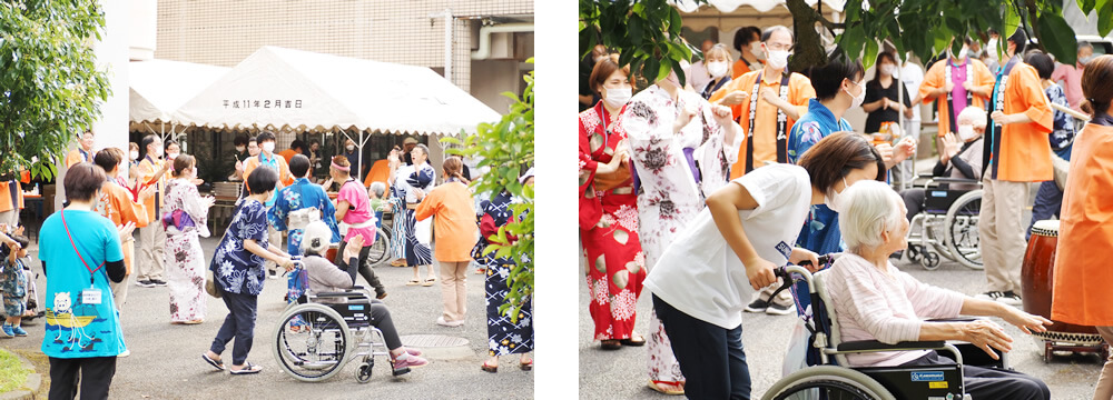 特養の夏祭り盆踊り