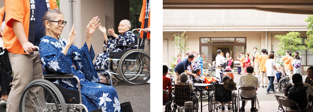 特養の夏祭り盆踊り