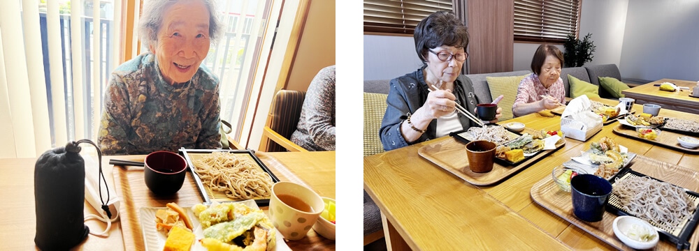 蕎麦を召し上がるご利用者さま
