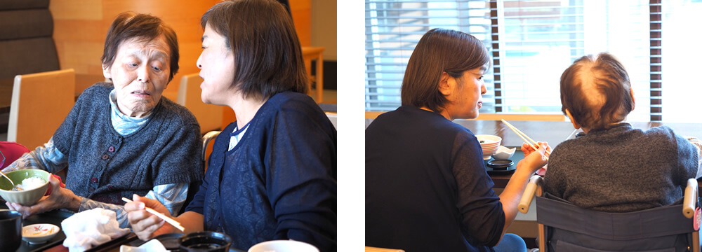 食事面会をするご利用者さま