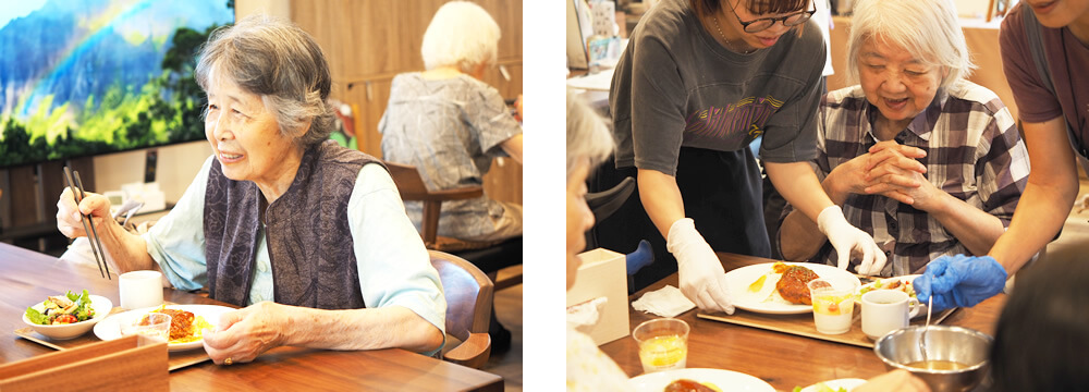 ロコモコを召し上がるご利用者さま