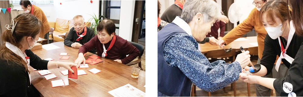 紅白陣取りやお玉リレーの競技の様子