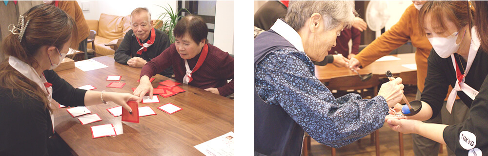 紅白陣取りやお玉リレーの競技の様子