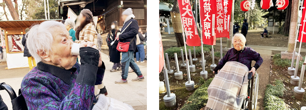 初詣をした今年106歳になるご利用者さま