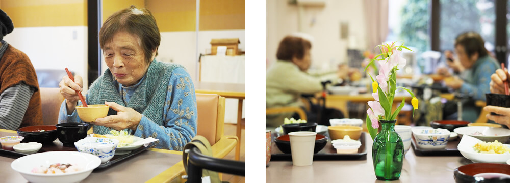 行事食を召し上がるご利用者さま